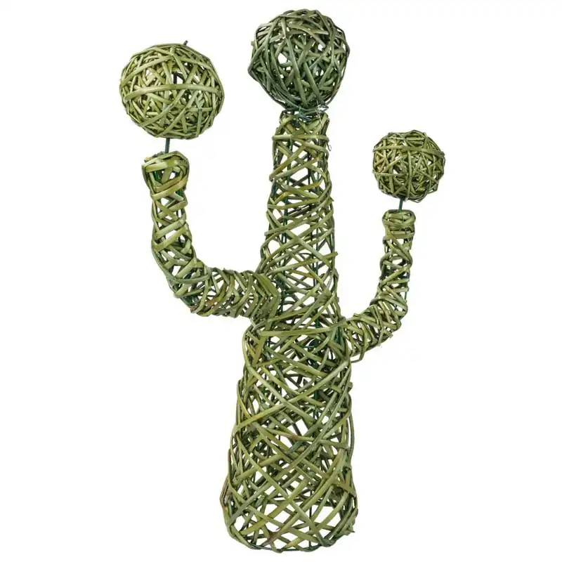 Cactus decoración de mimbre verde 28x28x65 cm