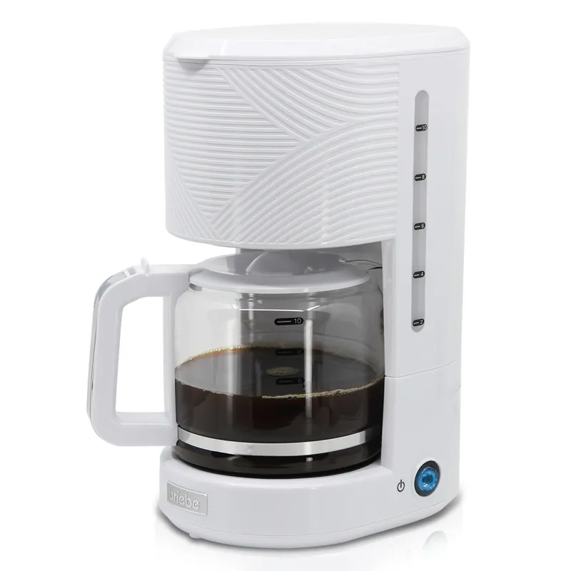Briebe CM1171WHT Cafetera Goteo 10 Tazas Máquina de Café Filtro Reutilizable, Función Mantener Caliente, 1,25 L, 1000, Blanco - Electrodomésticos