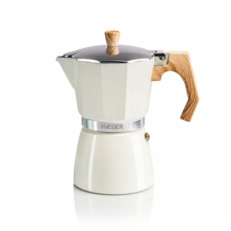 Cafetera Italiana HAEGER MOKA Pot 6 Beige - Aluminio 6 tazas