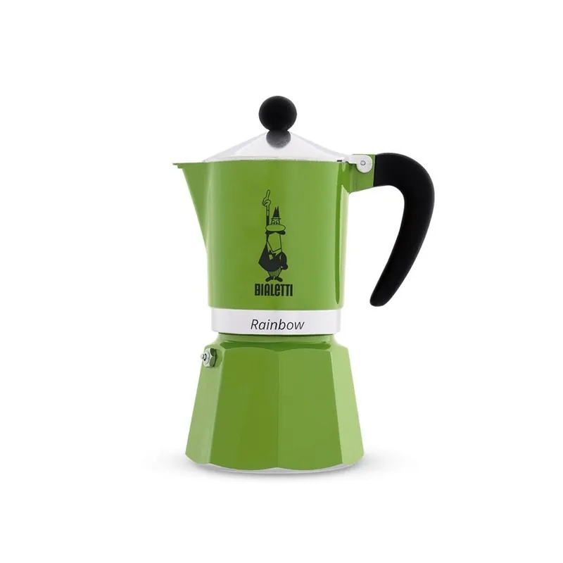 Cafetera Italiana Bialetti Rainbow Verde Metal Aluminio 60 ml - Cocina
