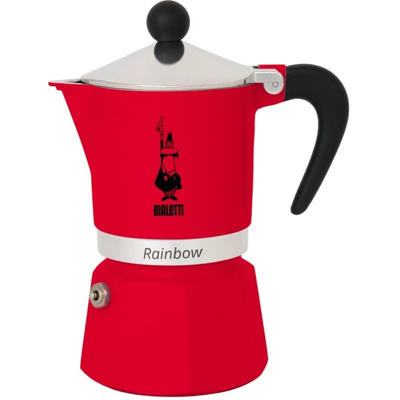 Cafetera Italiana Bialetti Rainbow Rojo Metal Aluminio 60 ml - Cocina