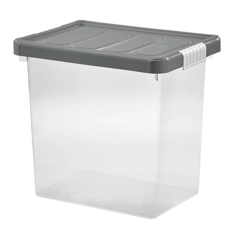 Caja de almacenamiento con tapa + clips + 5 bandejas grafito - Decoración