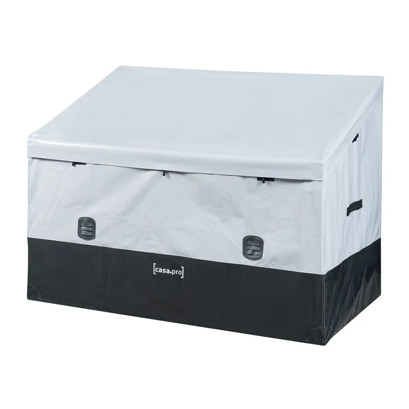 Caja de almacenamiento para exteriores Alanno de 850 L 147x86x109 cm - Gris/Negro [casa.pro]