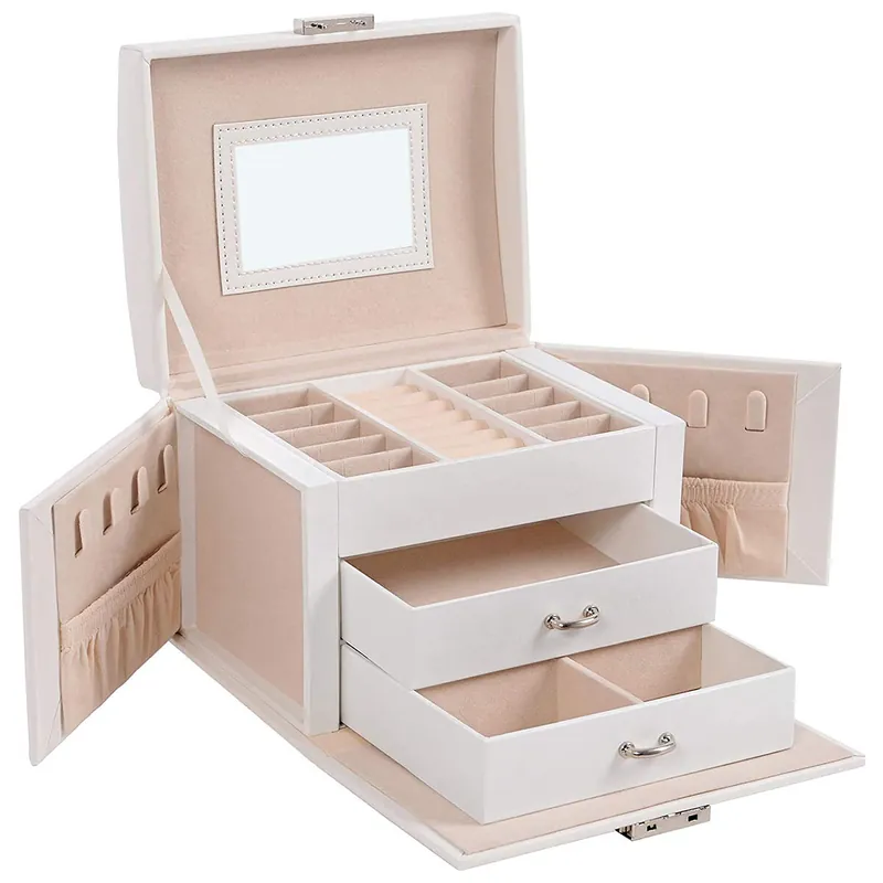 Caja de joyería con 2 cajones y compartimentos - H12 cm