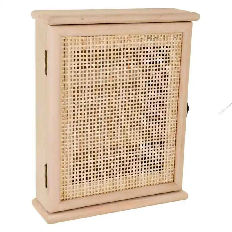 Caja de llaves de madera y rejilla marrón 24x7.5x30h cm - Decoración