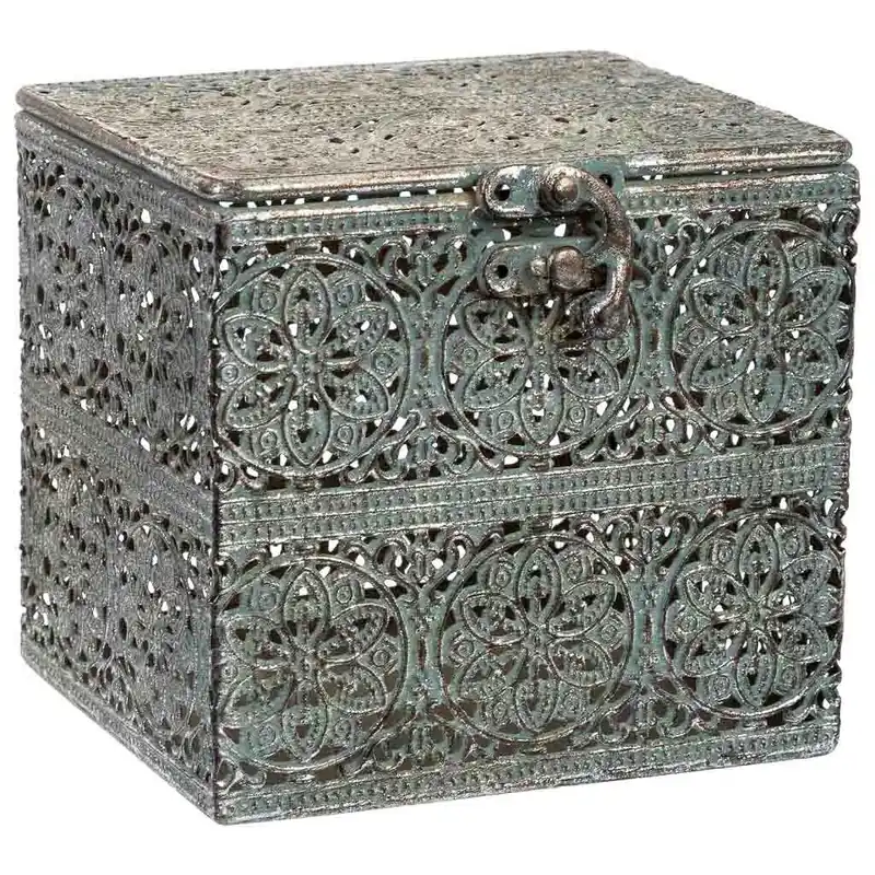 Caja de metal negra 12.5x12.5x11.5h cm - Decoración