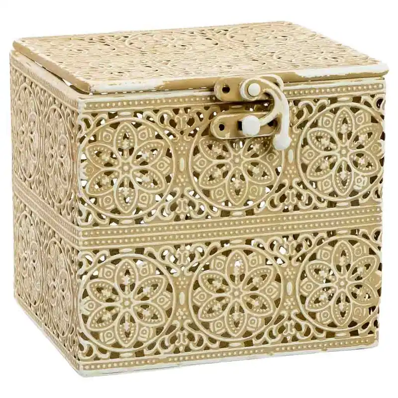 Caja de metal marrón 12.5x12.5x11.5h cm - Decoración