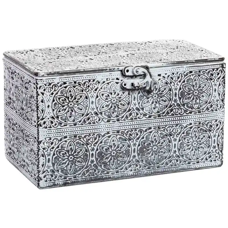 Caja de metal blanca 20.5x12.5x11.5h cm - Decoración