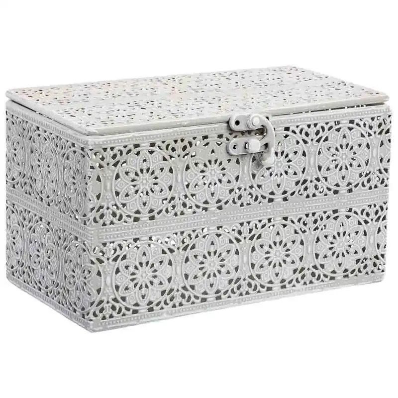 Caja de metal blanca 20.5x12.5x11.5h cm - Decoración