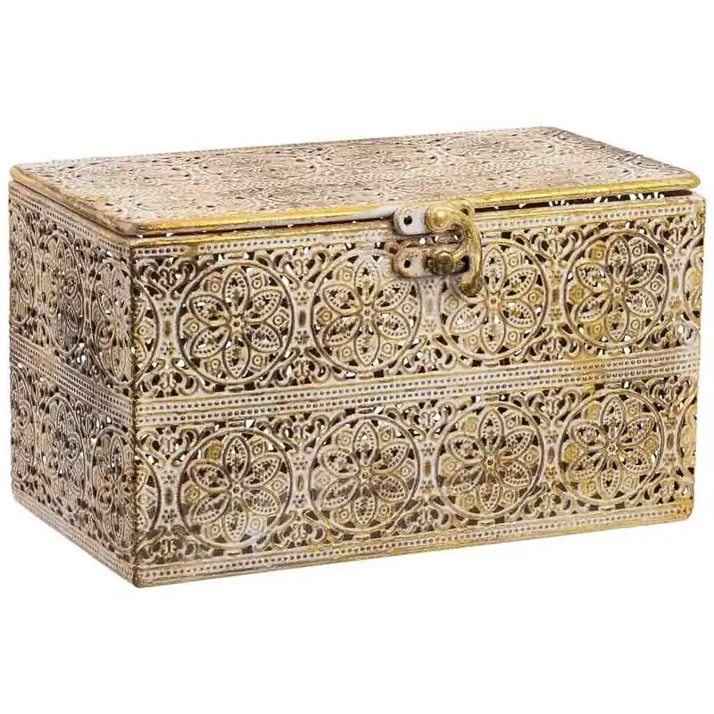 Caja de metal marrón 20.5x12.5x11.5h cm - Decoración
