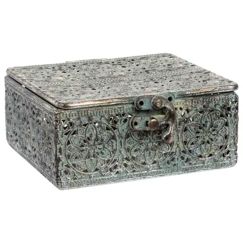 Caja de metal negra 12.5x12.5x6h cm - Decoración