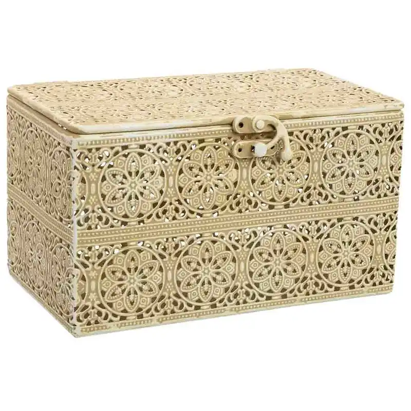 Caja de metal marrón 20.5x12.5x11.5h cm - Decoración
