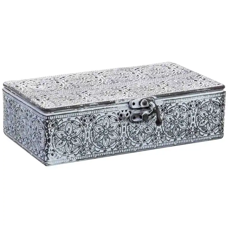 Caja de metal blanca 20.5x12.5x6h cm - Decoración