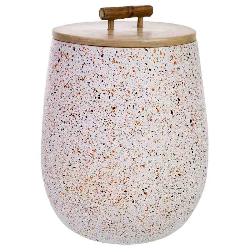Caja deco de bambú gris D14x19h cm - Decoración