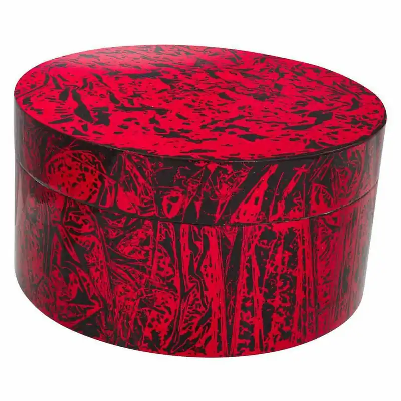Caja Decorativa Alexandra House Living Negro Rojo Cerámica Madera MDF 25 x 13 x 25 cm - Decoración