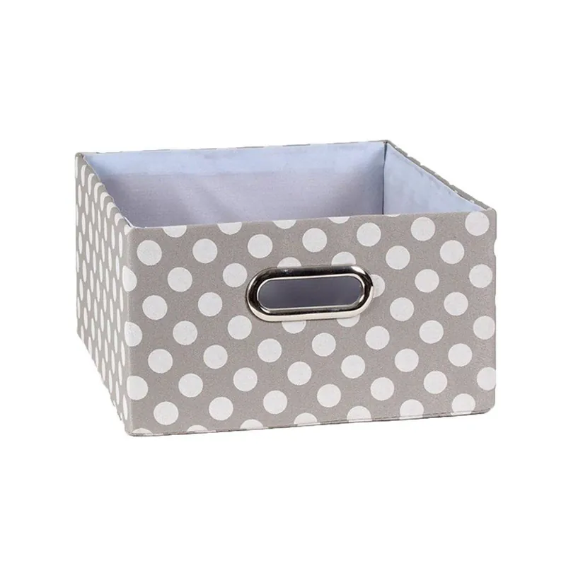 Caja de tela gris lunares blancos - Decoración