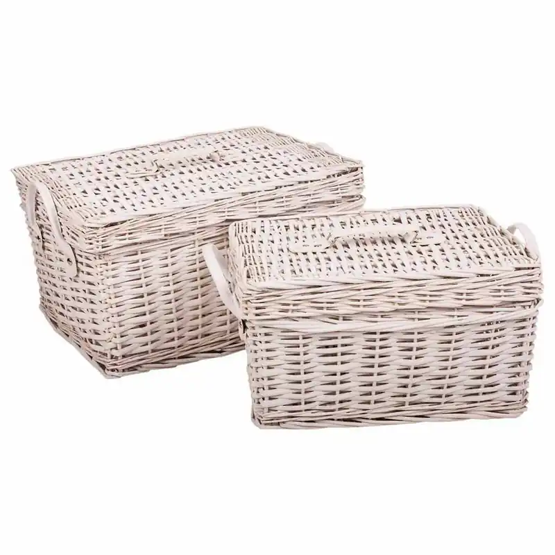 Cajas de almacenamiento Alexandra House Living Blanco Mimbre Madera de sauce 2 Piezas - Decoración