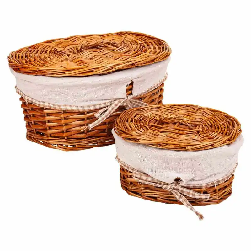 Cajas de almacenamiento Alexandra House Living Natural Mimbre Madera de sauce 20 x 14 x 10 cm 23 x 14 x 30 cm 2 Piezas - Decoración