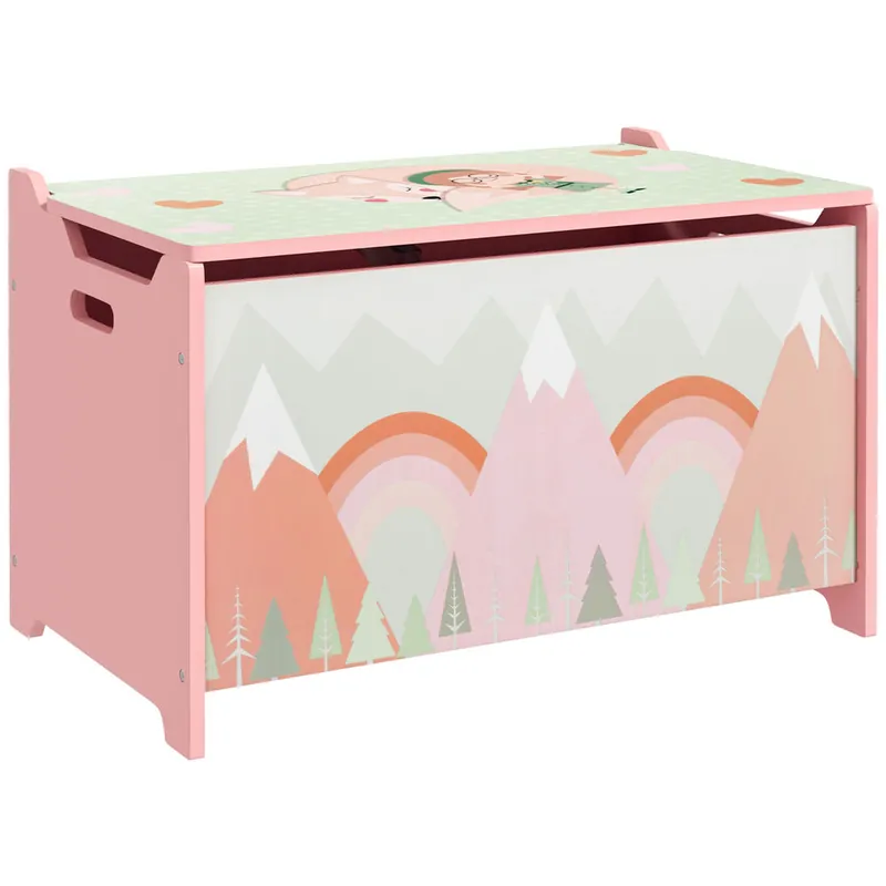 ZONEKIZ Cajas de Almacenamiento Cajas de Juguetes para Niños de 3 a 8 Años con 2 Asas y Estampado de Zorro Carga 20 kg para Libros Ropas en Dormitorio Salón Comedor 60x37x39 cm Rosa - Muebles