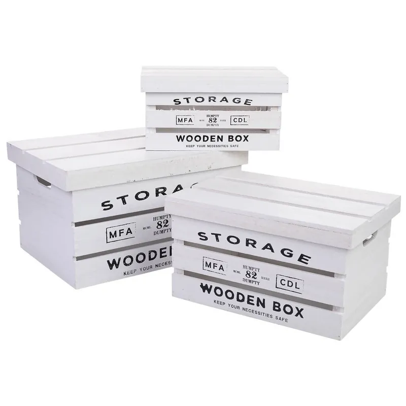 Cajas de madera impresas set 3 pzas 42x31x24h-36x25x20h-30x19x16h cm