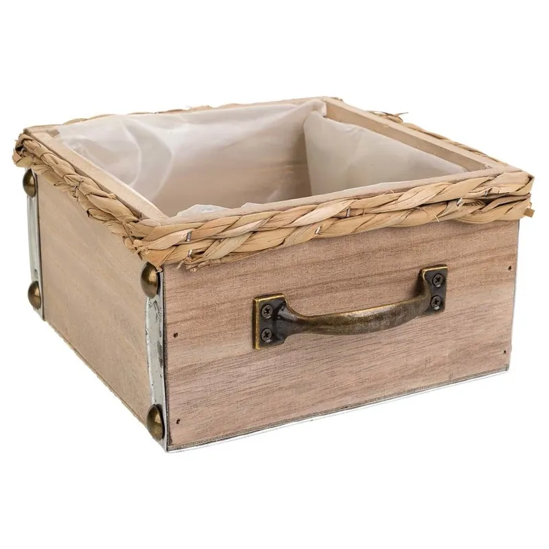 Cajón de madera marrón 20x20x10 - Decoración
