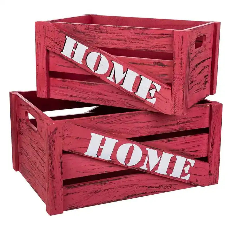 Cajones madera set 2 piezas 36x26x18 -31x21x16h cm