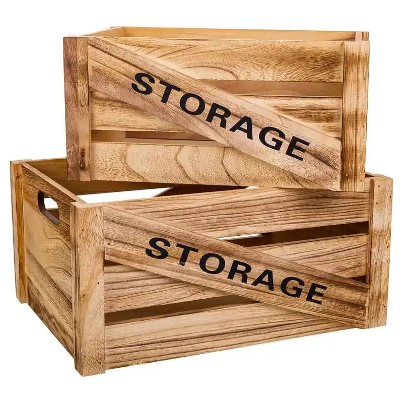 Cajones madera set 2 piezas 36x26x18 -31x21x16h cm