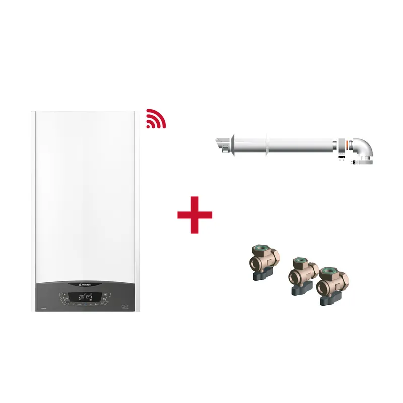 Caldera de condensacion, Ariston, Clas One WIFI 30 + Kit Evacuacion de Humos + Kit 3 Grifos, Clase de Eficiencia Energética A - Electrodomésticos