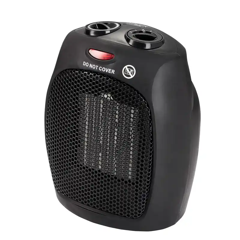 Adler AD 7702 Calefactor Cerámico Portátil PTC, Termostato Regulable, 2 Niveles Potencia, Función Ventilador, 1500, Negro - Electrodomésticos