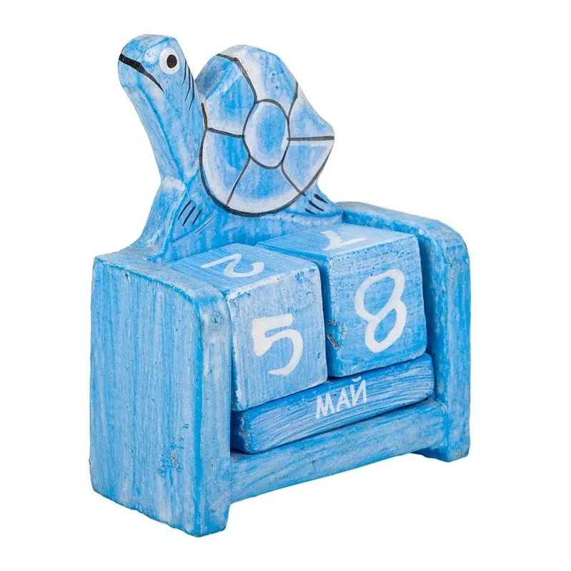 Calendario de madera azul 7x4x9 - Decoración
