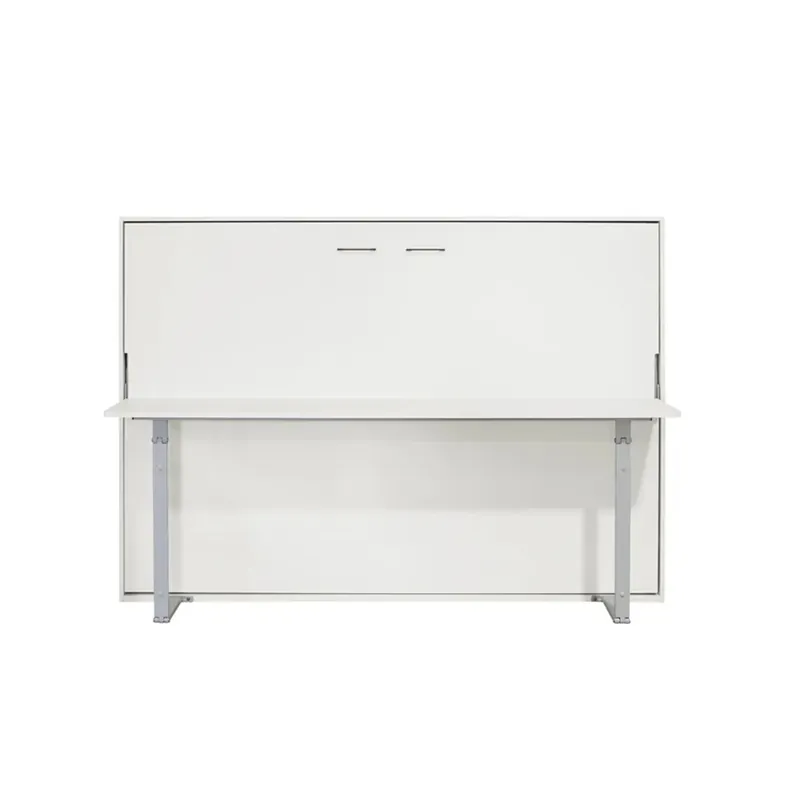 Cama abatible horizontal Matt con escritorio y somier blanco 135x190 cm - Descanso