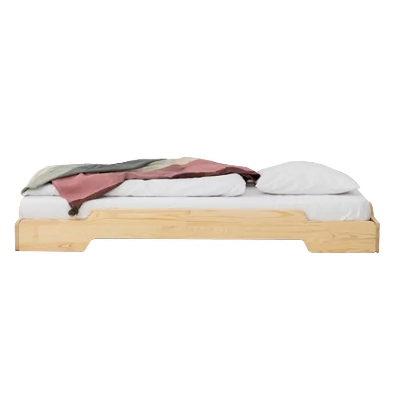Cama al ras del suelo 90x200 con somier Lola Madera - Descanso