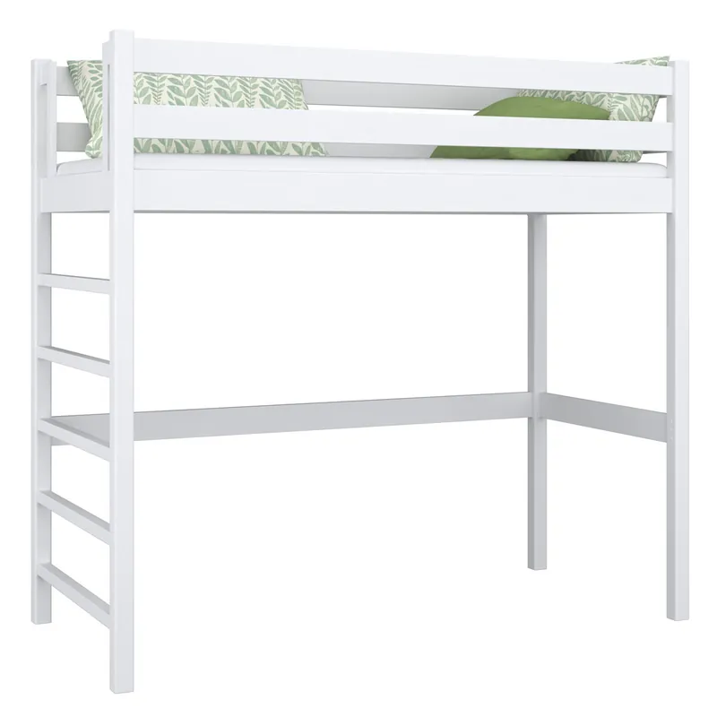 Cama alta de madera N01 blanco - Descanso