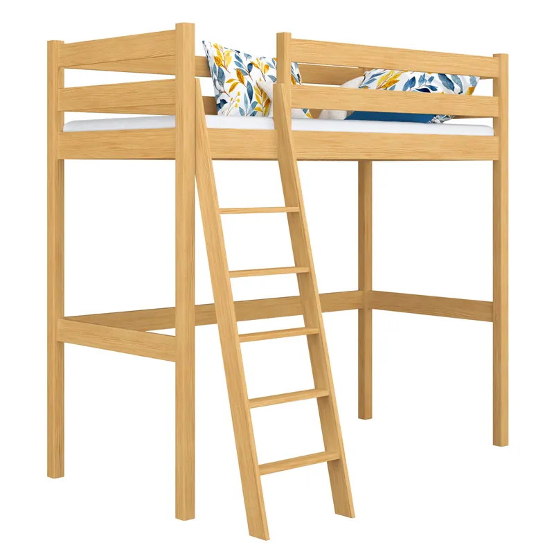 Cama alta de madera N03 pino natural - Descanso