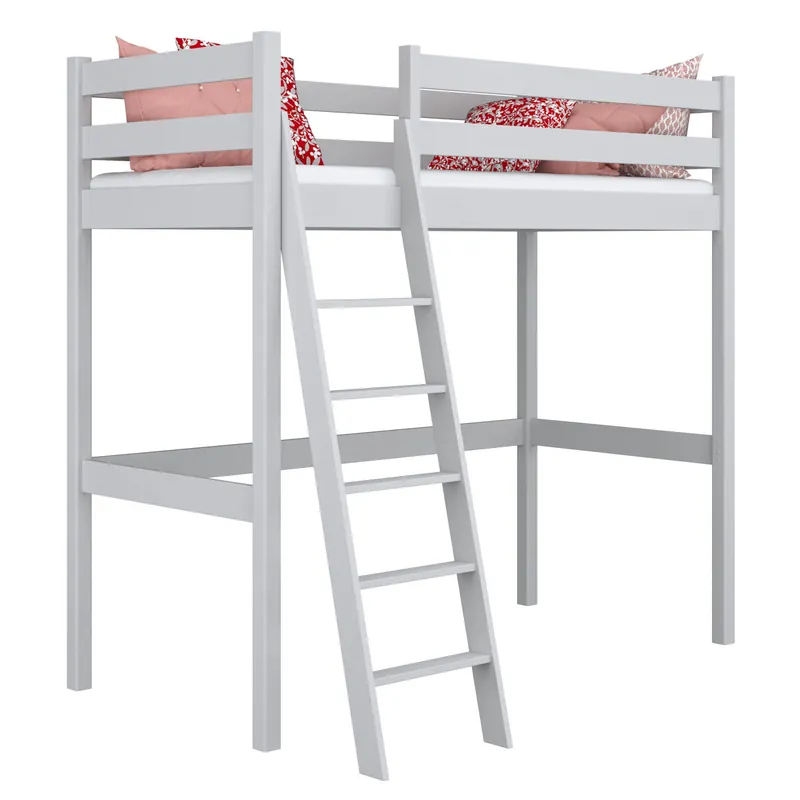 Cama alta de madera N03 gris - Descanso