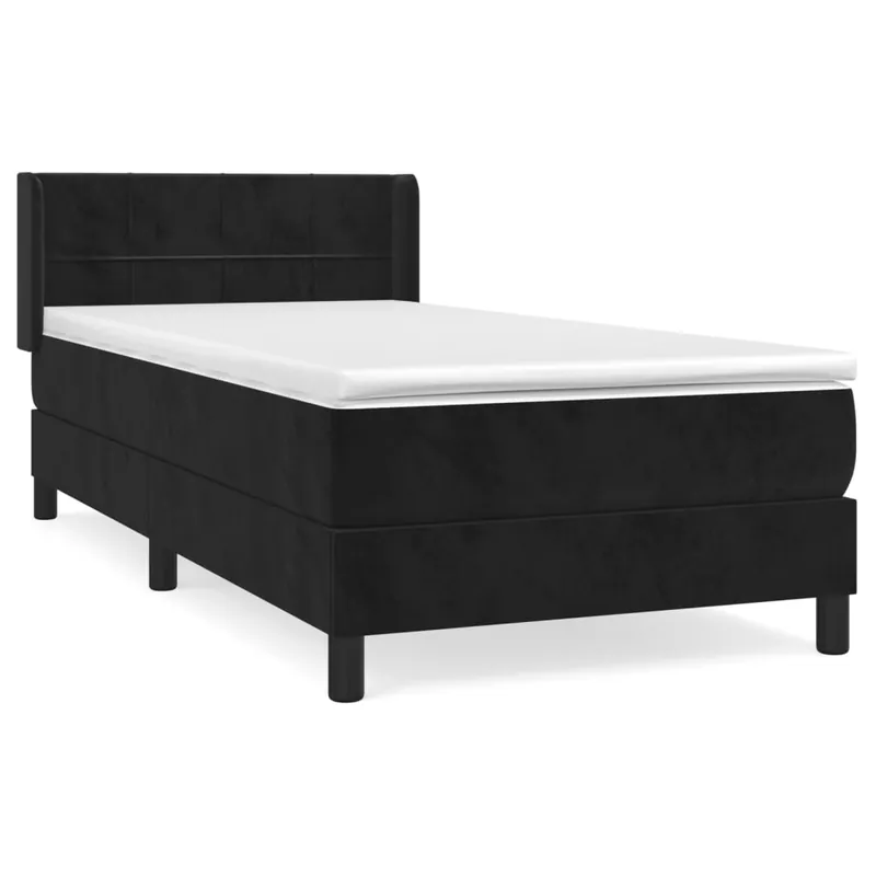 Cama box spring con colchón terciopelo gris claro 80x200 cm Bloques con cuadros - Descanso