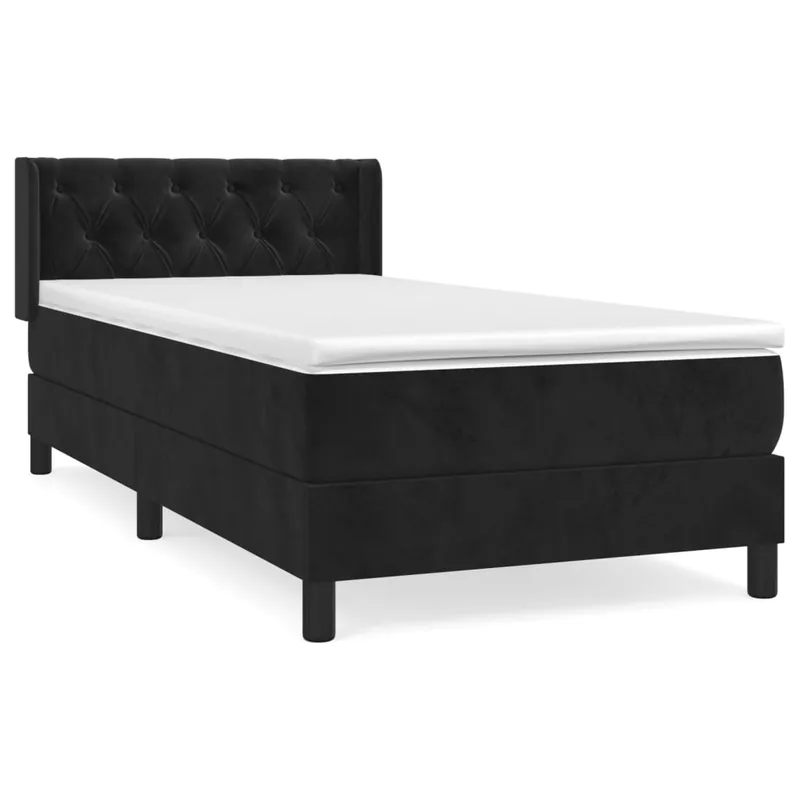 Cama box spring con colchón terciopelo gris oscuro 80x200 cm Diseño de botones - Descanso