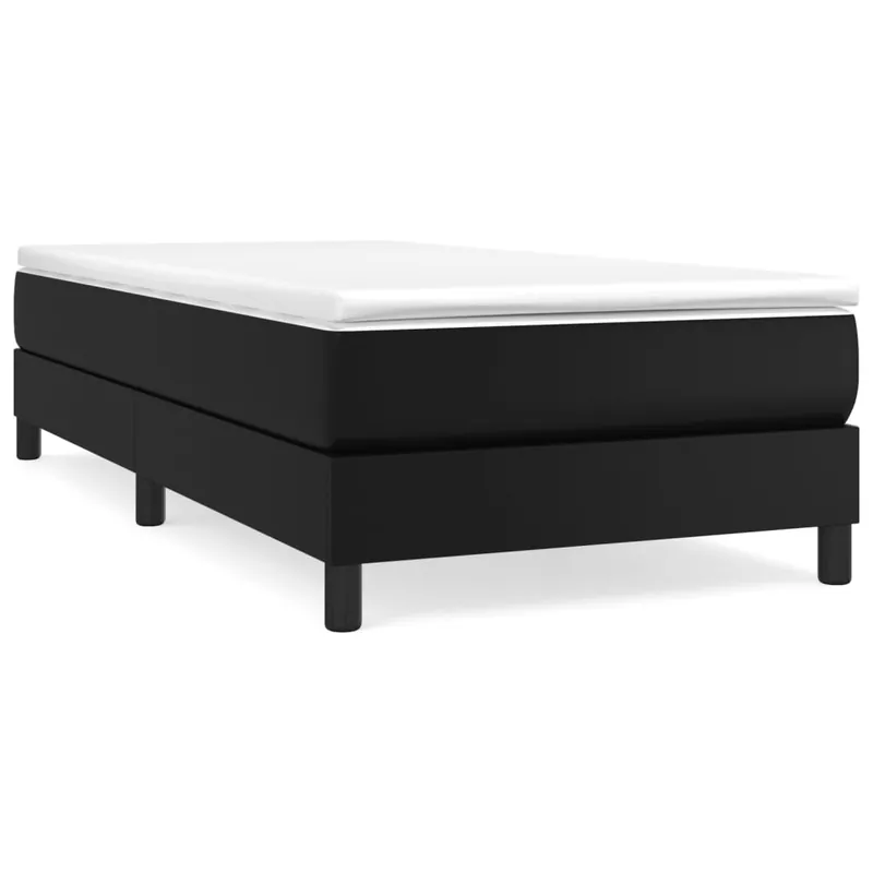 Cama box spring con colchón cuero sintético blanco 90x190 cm - Descanso