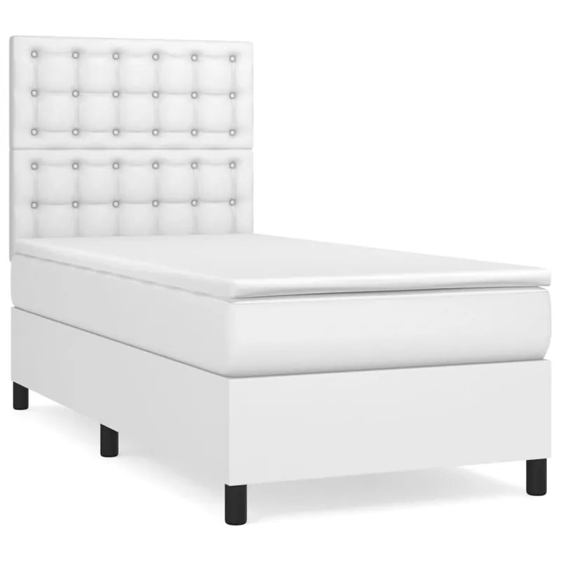 Cama box spring con colchón cuero sintético negro 90x190 cm Botones - Descanso