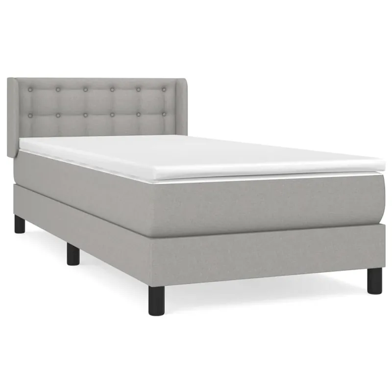 Cama box spring con colchón tela gris oscuro 90x190 cm Botones - Descanso