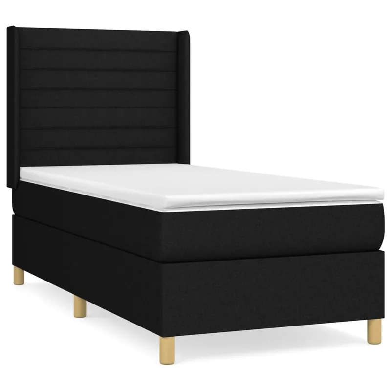 Cama box spring con colchón tela gris claro 90x190 cm Rayas horizontales - Descanso