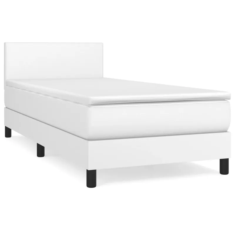 Cama box spring con colchón cuero sintético negro 90x190 cm Diseño plano - Descanso