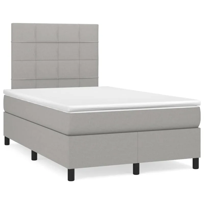 Cama box spring con colchón tela gris oscuro 120x200 cm Bloques con cuadros - Descanso