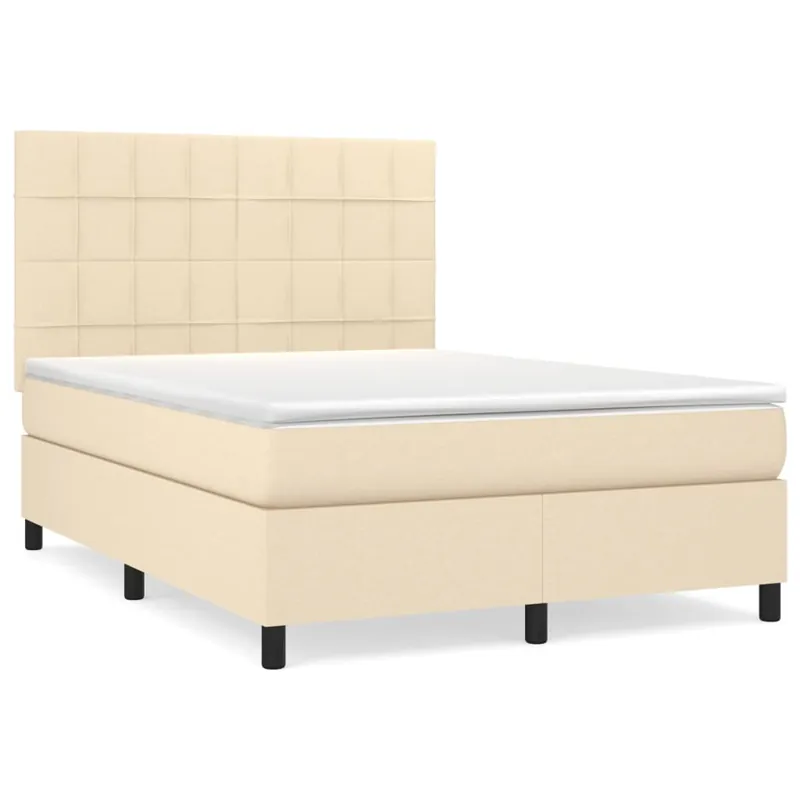 Cama box spring con colchón tela negro 140x190 cm Bloques con cuadros - Descanso