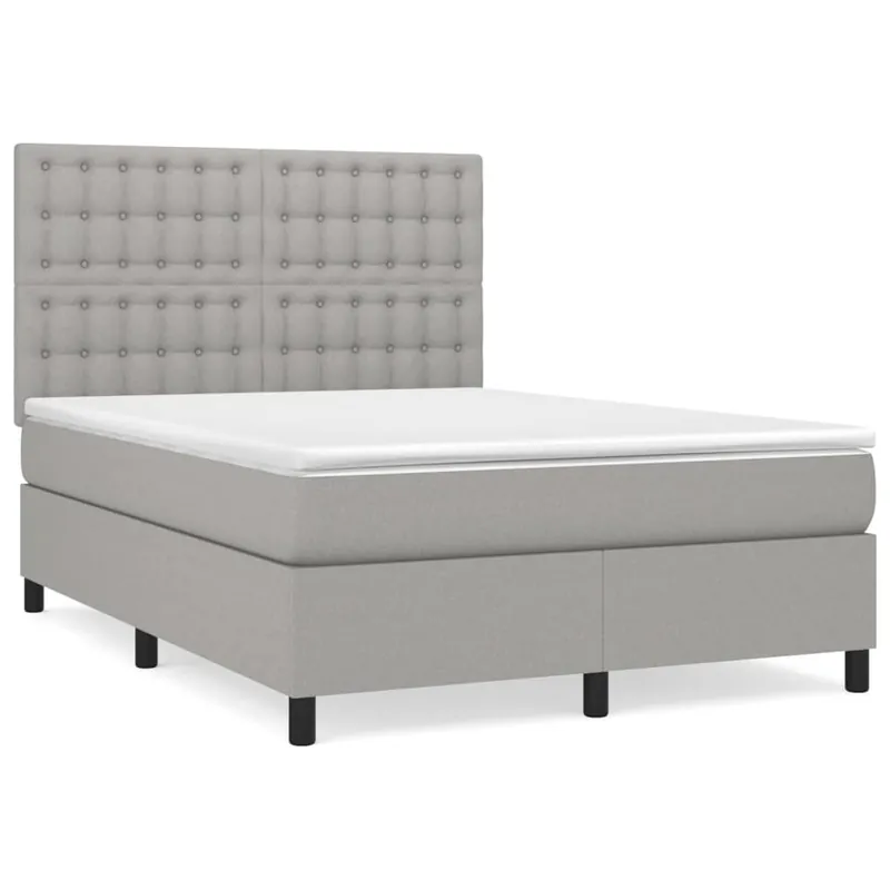Cama box spring con colchón tela negro 140x190 cm Botones - Descanso
