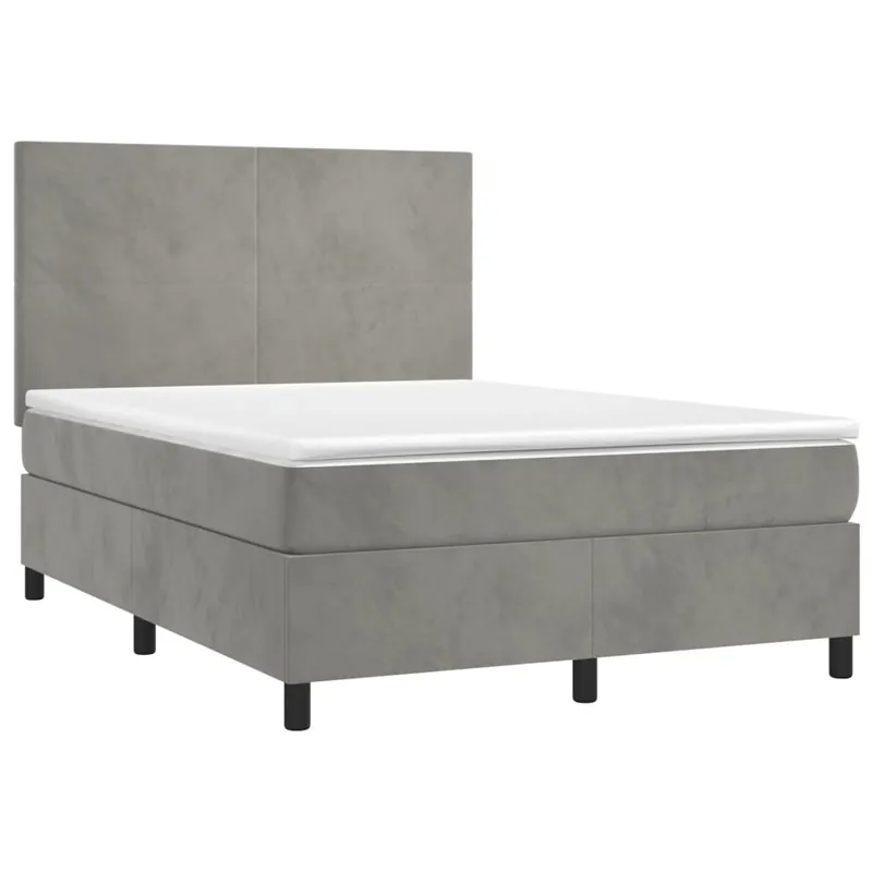 Cama box spring colchón y LED terciopelo verde oscuro 140x190cm Diseño plano - Descanso