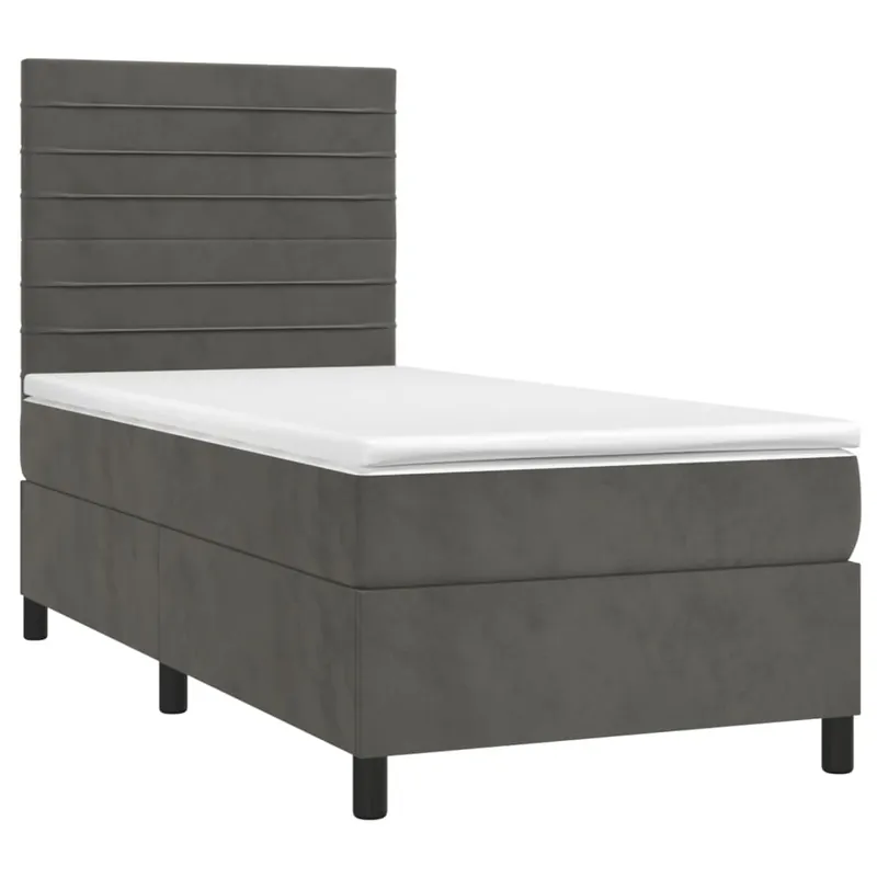 Cama box spring colchón y LED terciopelo negro 90x190 cm Rayas horizontales - Descanso