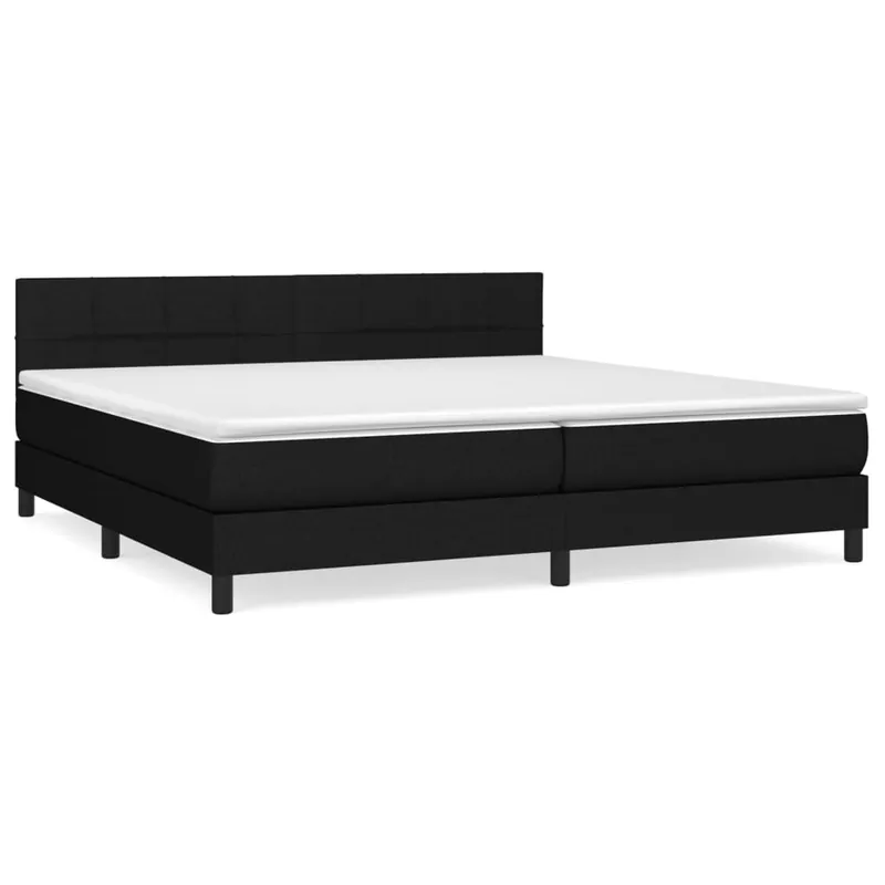 Cama box spring con colchón tela gris claro 200x200 cm Bloques con cuadros - Descanso