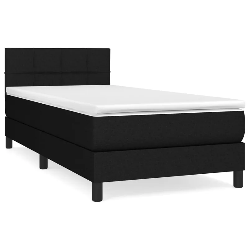 Cama box spring con colchón tela gris oscuro 90x200 cm Bloques con cuadros - Descanso