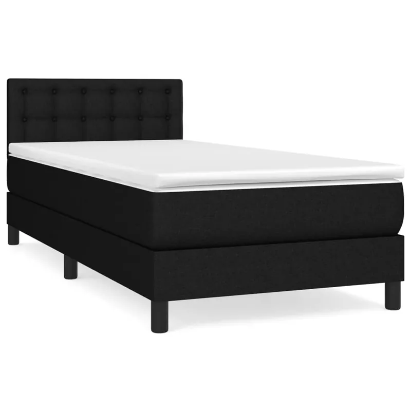 Cama box spring con colchón tela gris oscuro 90x190 cm Botones - Descanso